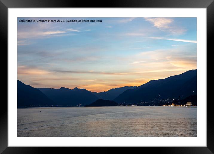 Evening lights on Lake Como Framed Mounted Print by Graham Moore