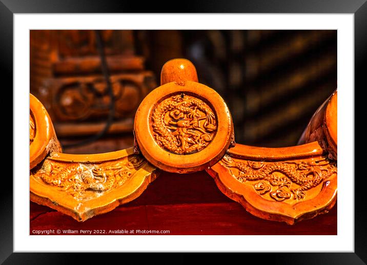 Dragon Roof Decoration Gugong Forbidden City Beijing China Framed Mounted Print by William Perry