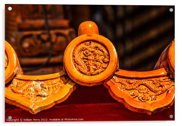 Dragon Roof Decoration Gugong Forbidden City Beijing China Acrylic by William Perry