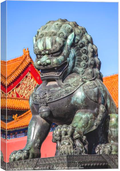 Dragon Bronze Statue Gugong Forbidden City Palace Beijing China Canvas Print by William Perry