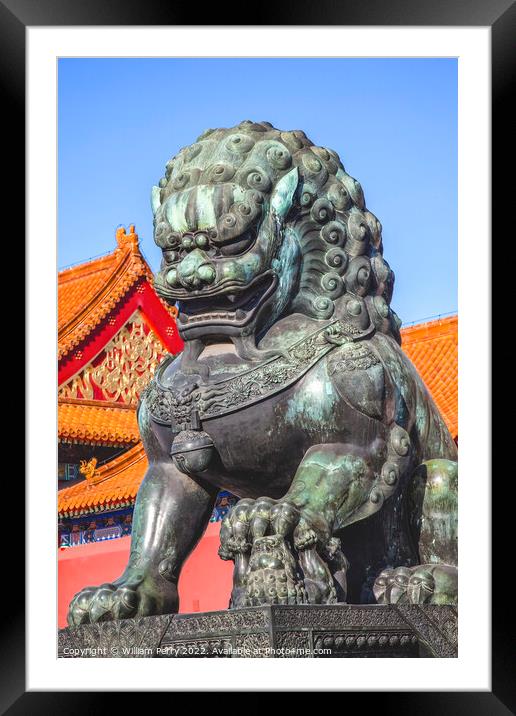 Dragon Bronze Statue Gugong Forbidden City Palace Beijing China Framed Mounted Print by William Perry