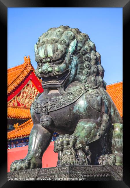 Dragon Bronze Statue Gugong Forbidden City Palace Beijing China Framed Print by William Perry