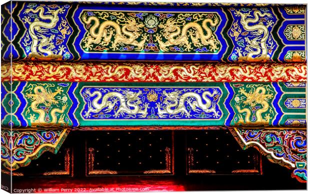 Golden Dragon Decorations Gugong Forbidden City Beijing China Canvas Print by William Perry