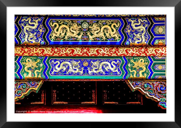 Golden Dragon Decorations Gugong Forbidden City Beijing China Framed Mounted Print by William Perry