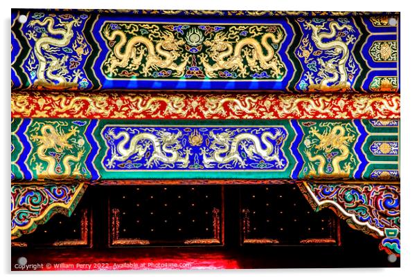 Golden Dragon Decorations Gugong Forbidden City Beijing China Acrylic by William Perry