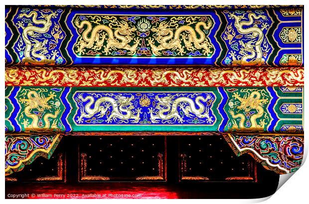 Golden Dragon Decorations Gugong Forbidden City Beijing China Print by William Perry