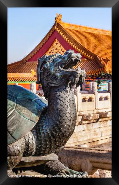 Dragon Tortoise Statue Gugong Forbidden City Beijing China Framed Print by William Perry