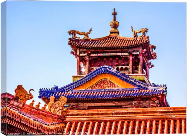 Dragon Pavilion Gugong Forbidden City Palace Beijing China Canvas Print by William Perry