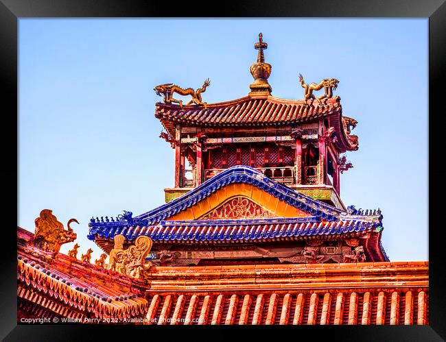 Dragon Pavilion Gugong Forbidden City Palace Beijing China Framed Print by William Perry