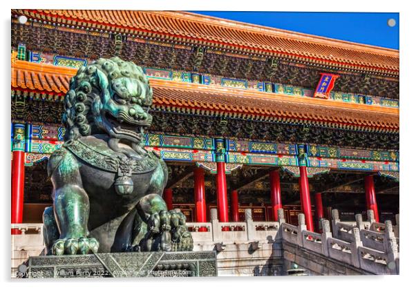 Dragon Statue Tai He Gate Forbidden City Palace Beijing China Acrylic by William Perry