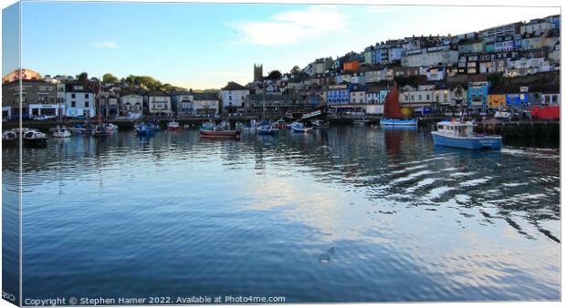 Captivating Brixham Harbor at Dusk Canvas Print by Stephen Hamer