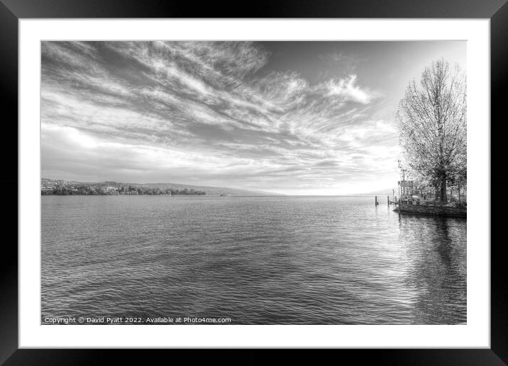 Lake Zurich Monochrome Framed Mounted Print by David Pyatt