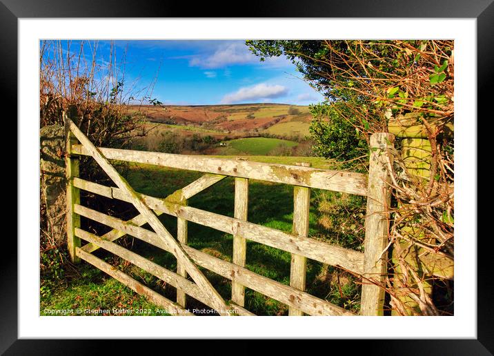 Rustic Charm A Weathered Wooden Gate Framed Mounted Print by Stephen Hamer