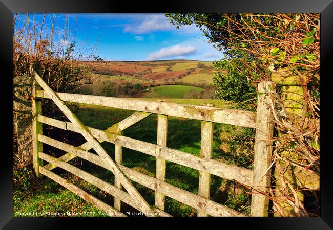 Rustic Charm A Weathered Wooden Gate Framed Print by Stephen Hamer