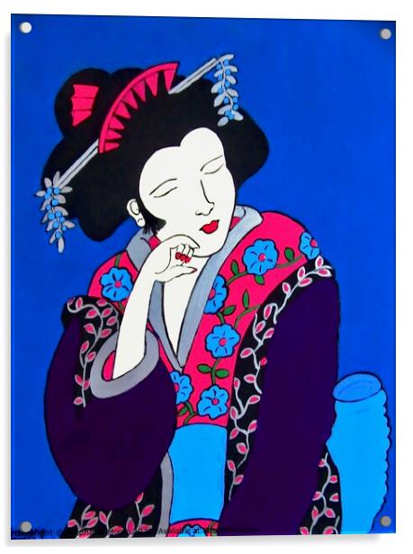 Thinking Geisha Acrylic by Stephanie Moore