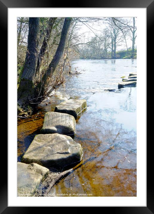 Hathersage stepping stones, Derbyshire.(portrait) Framed Mounted Print by john hill