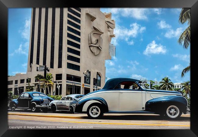 Art Deco Classic Cars Framed Print by Roger Mechan