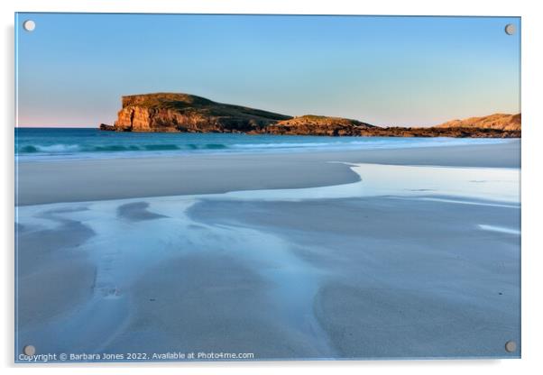 Serene Sunrise over Oldshoremore Beach Acrylic by Barbara Jones