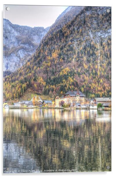 Lake Hallstatt Village Acrylic by David Pyatt