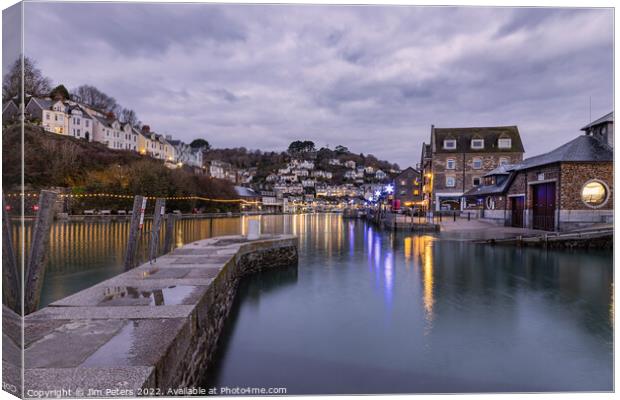 Looe Harbour in the morning light Canvas Print by Jim Peters