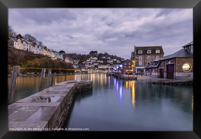 Looe Harbour in the morning light Framed Print by Jim Peters