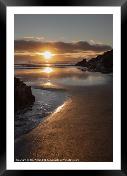 Sunrise over Tregantle beach Whitsand bay  Framed Mounted Print by Jim Peters