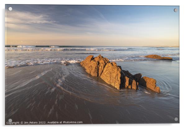 Tregantle Beach Whitsand Bay Cornwall Acrylic by Jim Peters