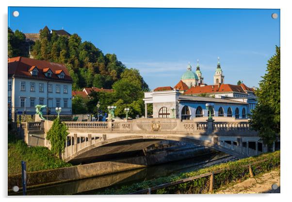 The Dragon Bridge In Ljubljana Acrylic by Artur Bogacki