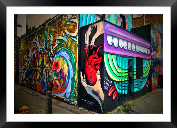 Graffiti Street Art Camden Town London Framed Mounted Print by Andy Evans Photos