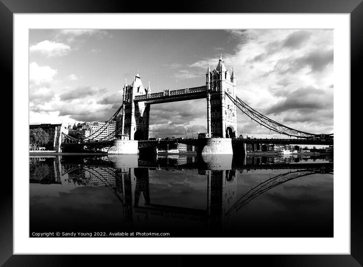 Towering Reflections of London Bridge Framed Mounted Print by Sandy Young
