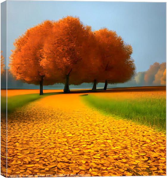 Path of Golden Leaves Canvas Print by Roger Mechan