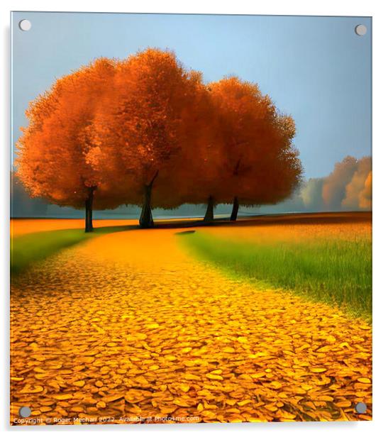 Path of Golden Leaves Acrylic by Roger Mechan