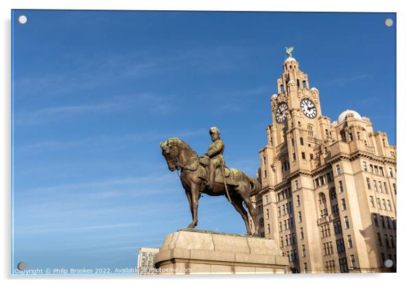 Liver Building and King Edward VII Monument Acrylic by Philip Brookes