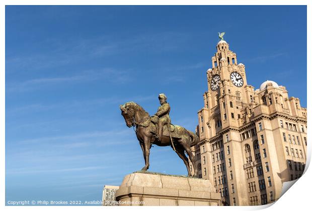 Liver Building and King Edward VII Monument Print by Philip Brookes