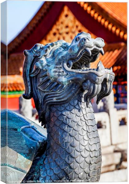 Dragon Bronze Statue Gugong Forbidden City Beijing China Canvas Print by William Perry
