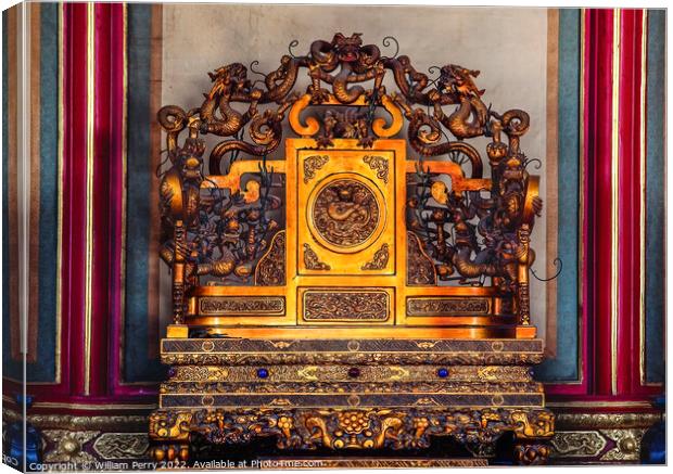 Emperor's Throne Gugong Forbidden City Palace Beijing China Canvas Print by William Perry