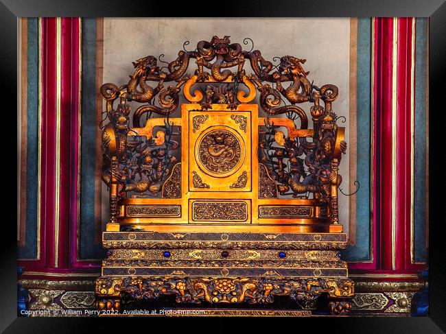 Emperor's Throne Gugong Forbidden City Palace Beijing China Framed Print by William Perry