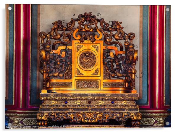 Emperor's Throne Gugong Forbidden City Palace Beijing China Acrylic by William Perry