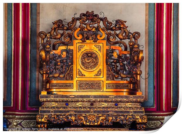 Emperor's Throne Gugong Forbidden City Palace Beijing China Print by William Perry