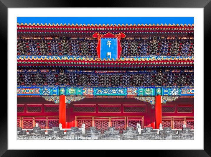 Main Entrance Gate Gugong Forbidden City Palace Beijing China Framed Mounted Print by William Perry