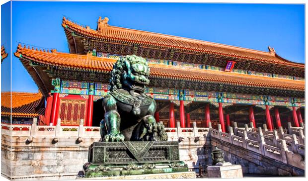 Dragon Statue Tai He Gate Forbidden City Palace Beijing China Canvas Print by William Perry