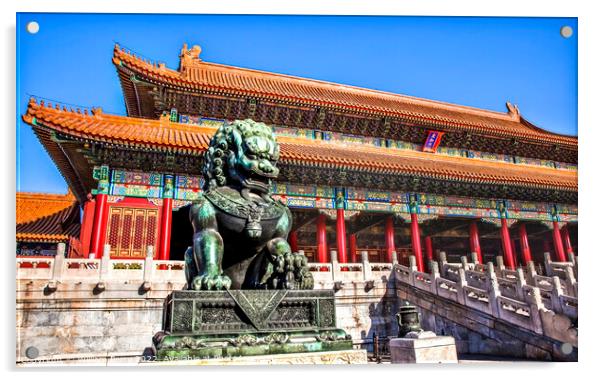 Dragon Statue Tai He Gate Forbidden City Palace Beijing China Acrylic by William Perry
