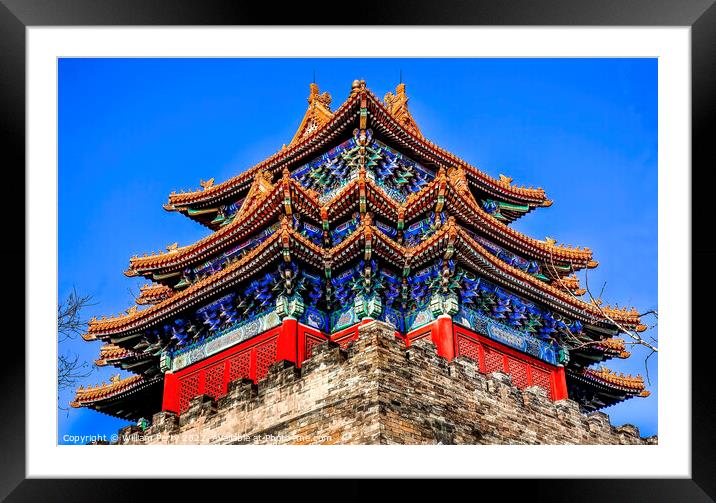 Watch Tower Forbidden City Palace Beijing China Framed Mounted Print by William Perry