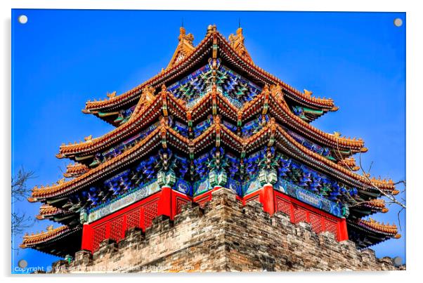 Watch Tower Forbidden City Palace Beijing China Acrylic by William Perry