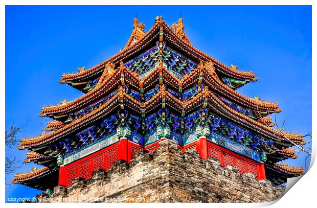 Watch Tower Forbidden City Palace Beijing China Print by William Perry