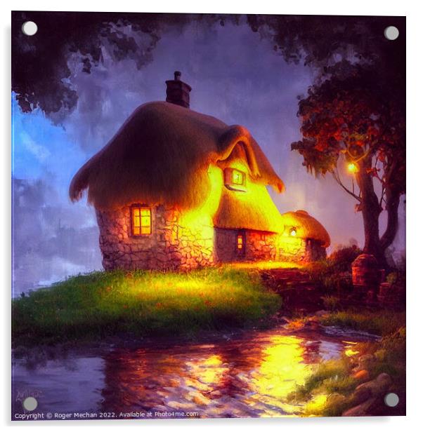 Enchanting Stone Cottage Acrylic by Roger Mechan