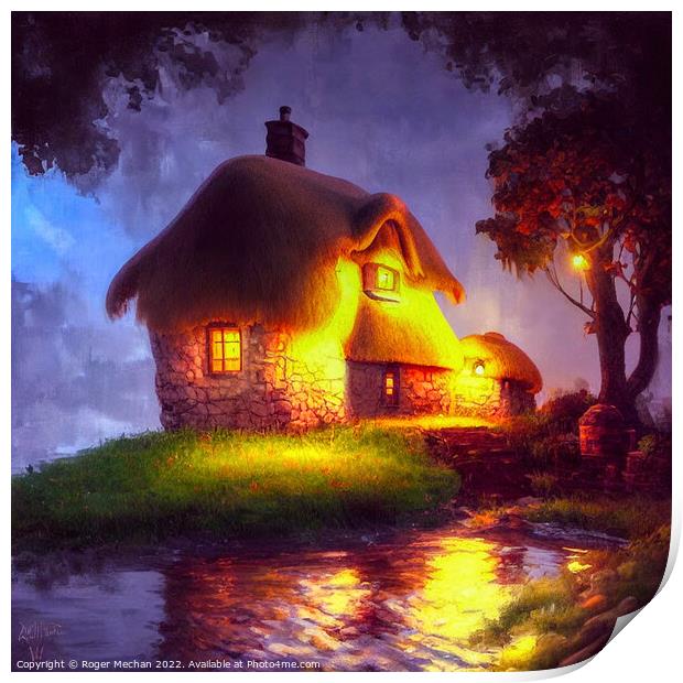 Enchanting Stone Cottage Print by Roger Mechan