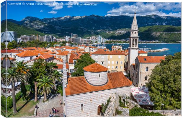 Across the red tiled rooftops of Budva, Montenegro Canvas Print by Angus McComiskey