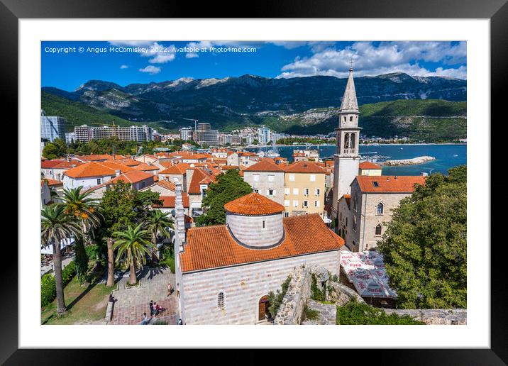Across the red tiled rooftops of Budva, Montenegro Framed Mounted Print by Angus McComiskey