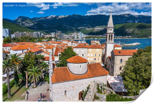 Across the red tiled rooftops of Budva, Montenegro Print by Angus McComiskey
